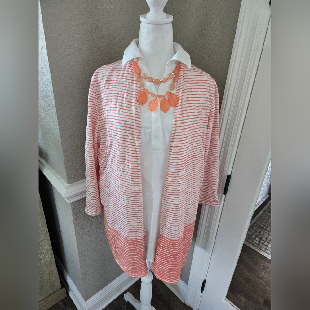 Chico's Striped Cardigan, Size 2 (Large)